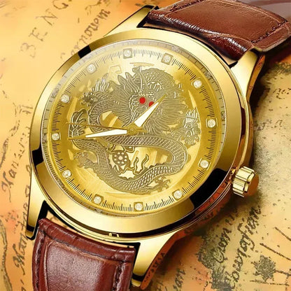GoldenDragon Elite – Reloj de Negocios con Diseño Exclusivo