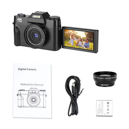 4K Digital Camera 48MP 16X Digital Zoom 3'' Flip Screen WiFi Web Camcorder Vintage Photography Compact Professional Video Camera