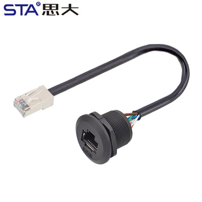 Adaptador de Montaje en Panel RJ45 IP68 – Conector Impermeable para Redes Ethernet CAT5E/CAT6A