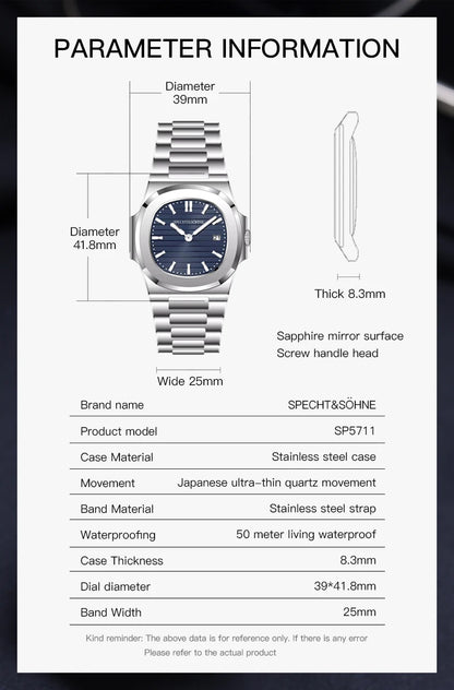 Specht & Söhne ChronoSport 5711 – Reloj Deportivo Clásico Resistente al Agua