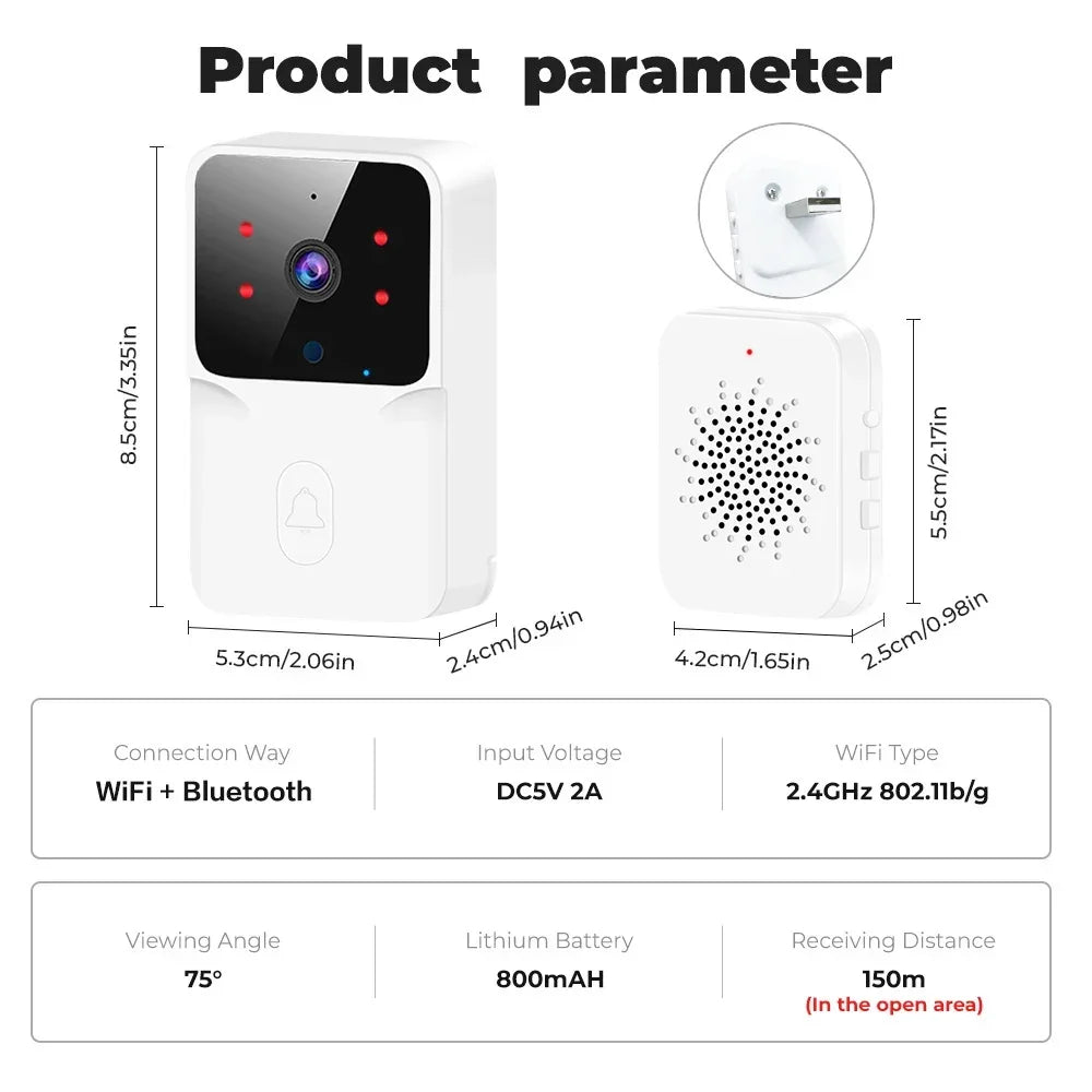 - Video Timbre WiFi Tuya – Cámara Inalámbrica de Seguridad, Compatible con Alexa & Google, Alimentación DC/AC/Batería