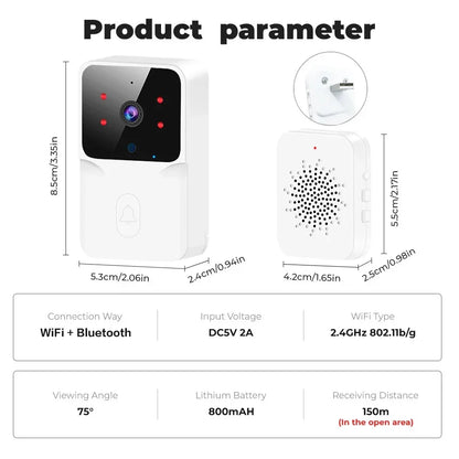 - Video Timbre WiFi Tuya – Cámara Inalámbrica de Seguridad, Compatible con Alexa & Google, Alimentación DC/AC/Batería