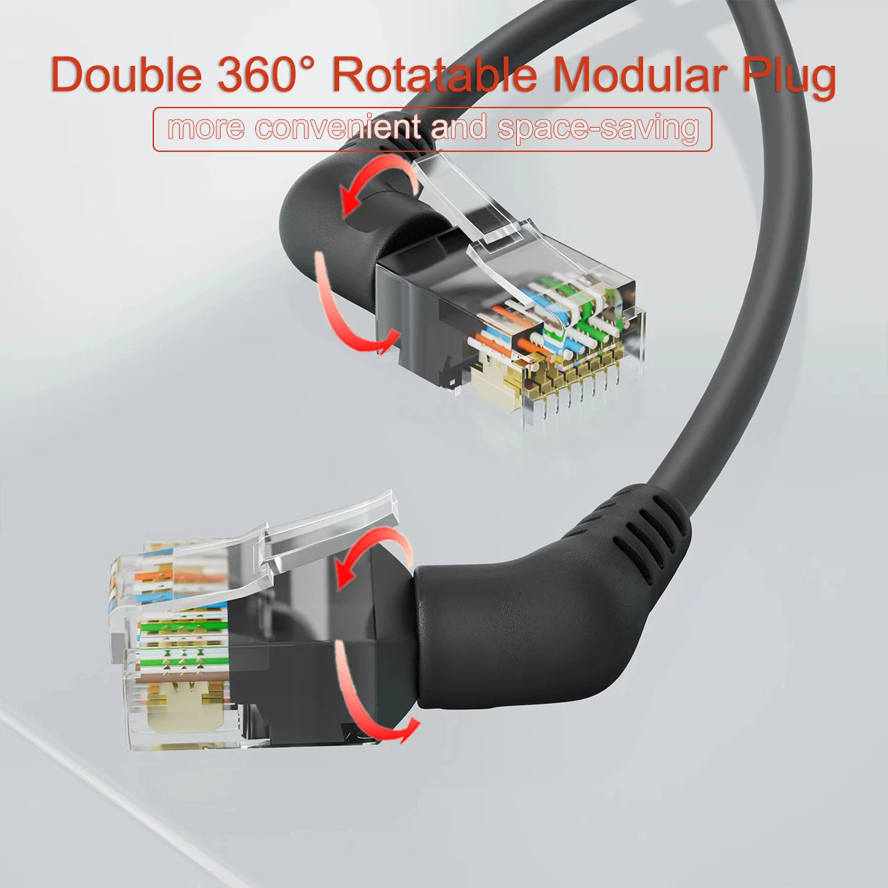 Cable Ethernet CAT6A COMNEN 10Gbps – Patch Cord RJ45 Giratorio 90°/360° para Laptop, PC y Router