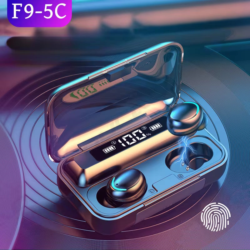 New F9 Bluetooth Headphones 9D Stereo High Bass Sport Earphones Handfree Touch Control Tws Wireless Earbuds Waterproof Headset